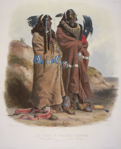 マンダンインディアンのシーチダとマヒシカレーデ 作： Karl Bodmer